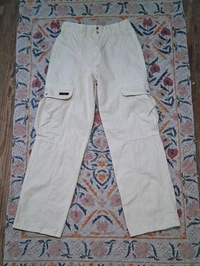 Cream Cargo Pants with Utility Pockets